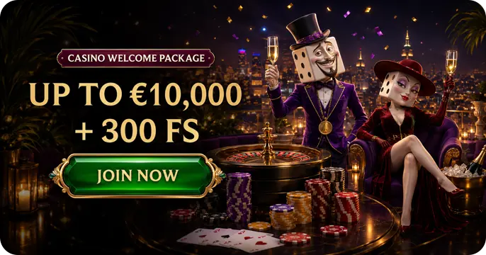 DicePalace welcome package up to €10.000 + 300 FS